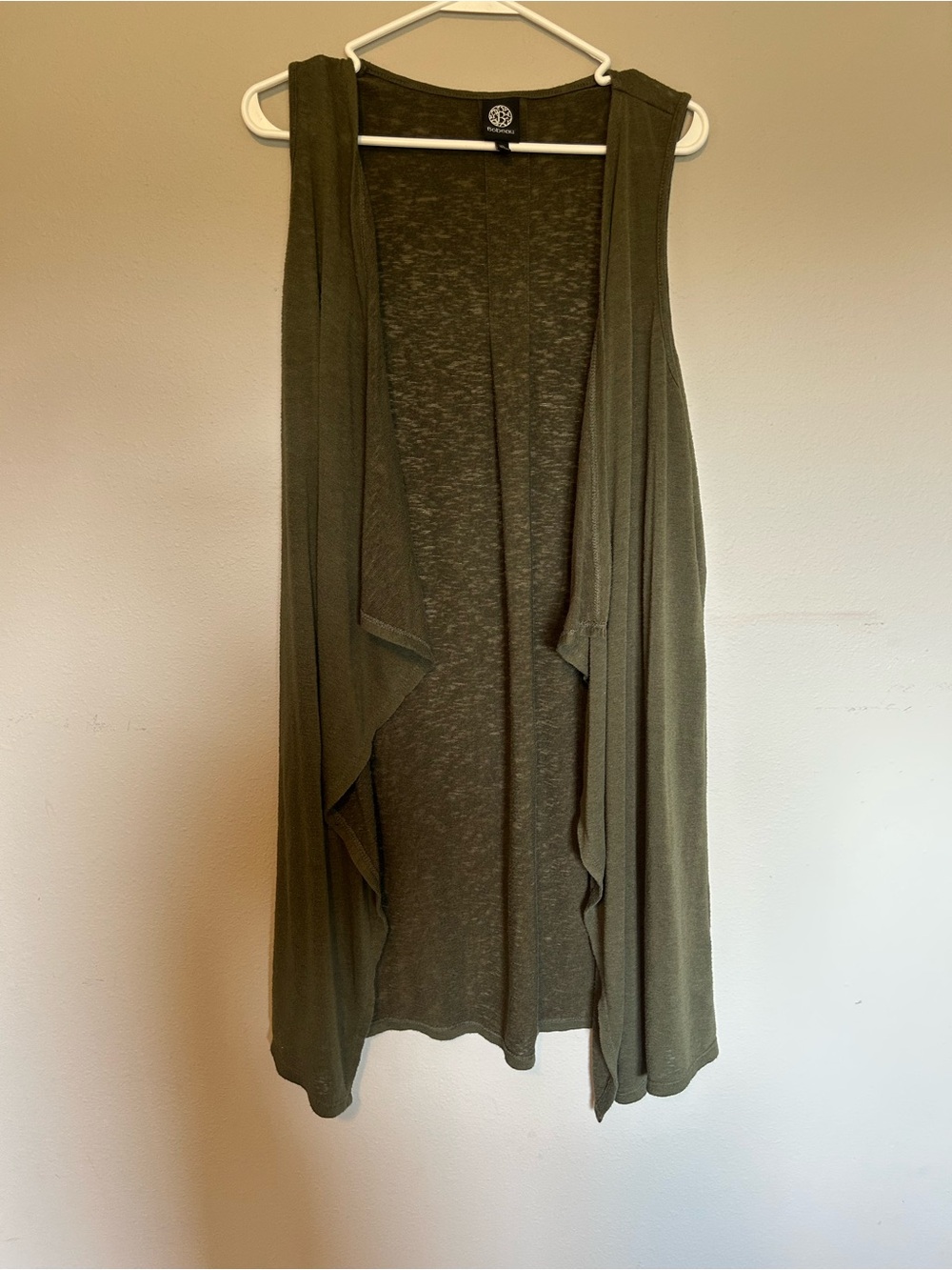 bobeau Olive Green Open-Front Draped Vest